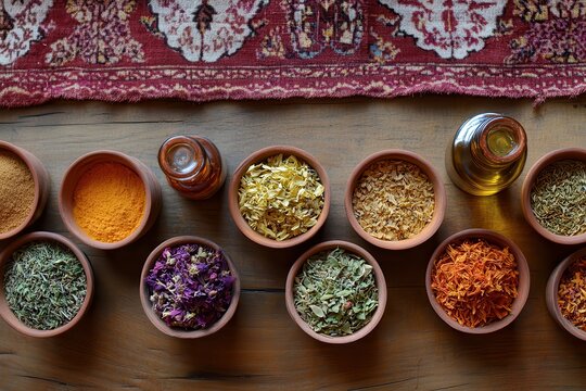 Variety of spices and botanicals used in our blends