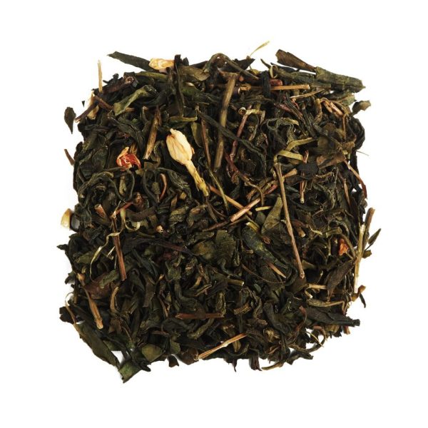 Loose leaf green tea with jasmine flowers