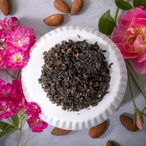 Loose tea leaves with flowers and almonds